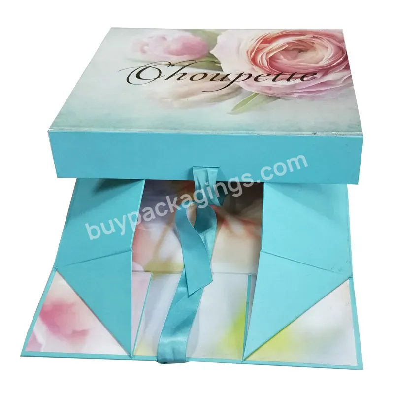 Personalized Custom Print Paper Packaging Box With Magnetic Lid And Ribbon Closure