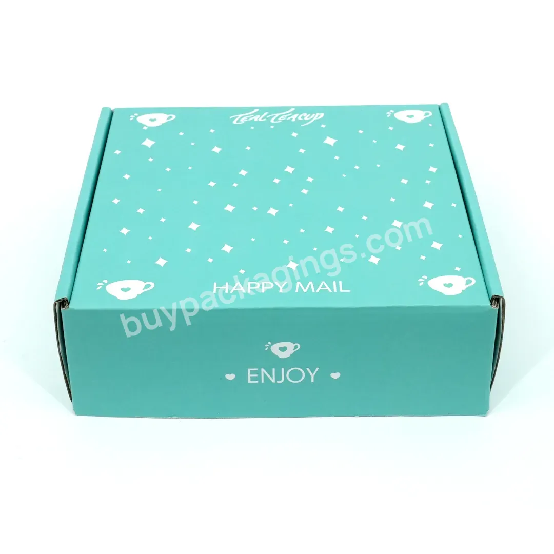 Personalized Good Price Custom Logo Teal Small Packaging Paper Cardboard Corrugated Shipping Mailer Box