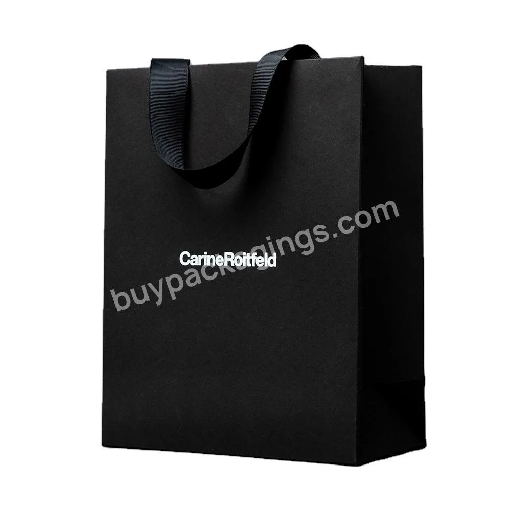 Personalized Logo Luxury Black Paper Tie Scarf Packaging Gift Shopping Bag Paperbag For Shoe Clothes