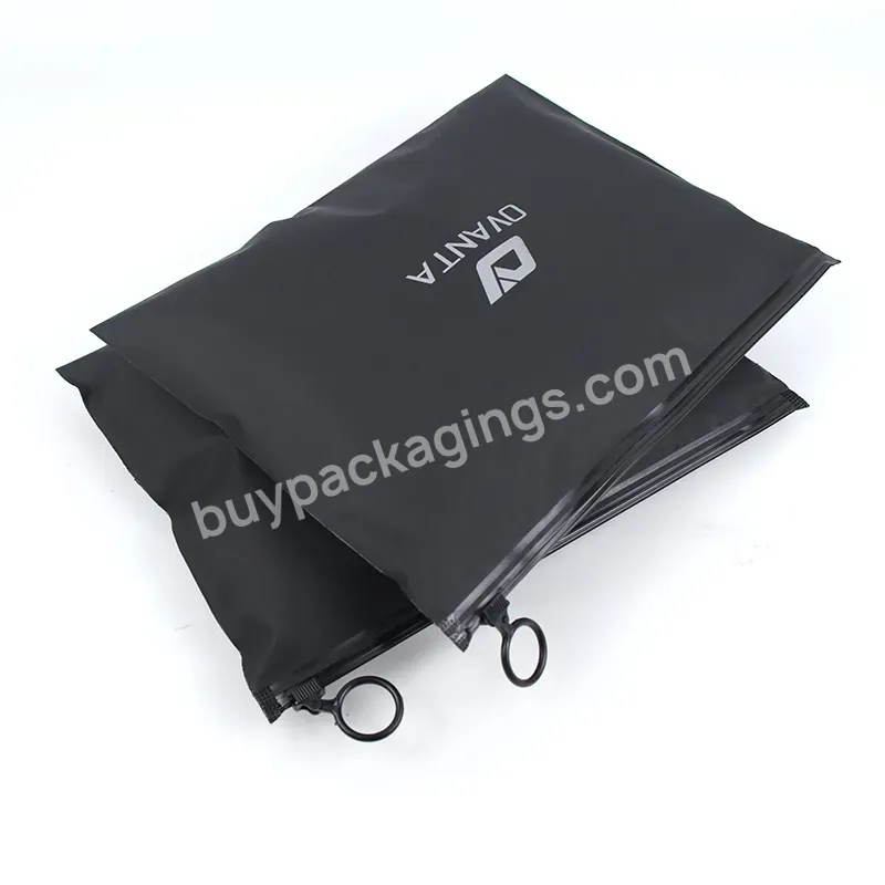 Personalized Matt Black Plastic Zipper Bag Yogga Sports Clothing Packaging With Printed Logo