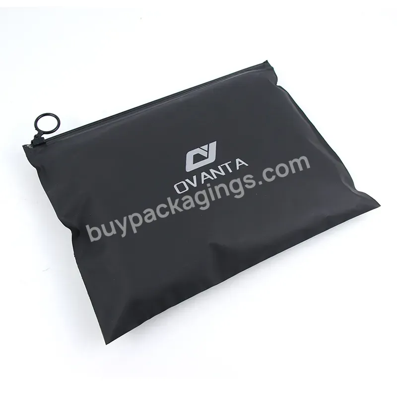 Personalized Matt Black Plastic Zipper Bag Yogga Sports Clothing Packaging With Printed Logo