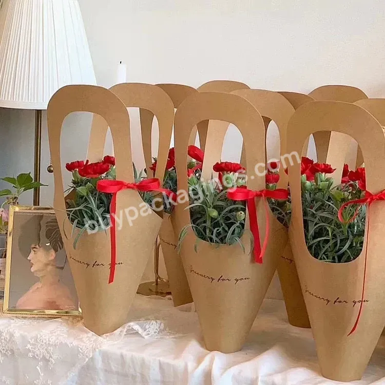 Personalized Portable Bouquet Flower Carrier Bag Hand-held Basket