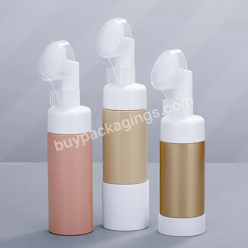 Pet 100ml 110ml 120ml 130ml 150ml Plastic Packaging Pink Skincare Liquid Soap With Brush Lotion Foam Bottle