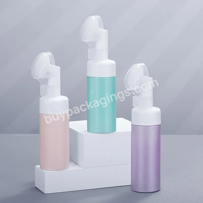 Pet 100ml 110ml 120ml 130ml 150ml Plastic Packaging Pink Skincare Liquid Soap With Brush Lotion Foam Bottle