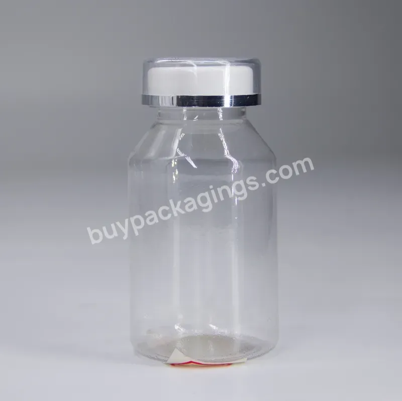 Pet Amber 100ml Capsule Bottles Plastic Pharmaceutical Flip Top Cap Vitamin Packaging