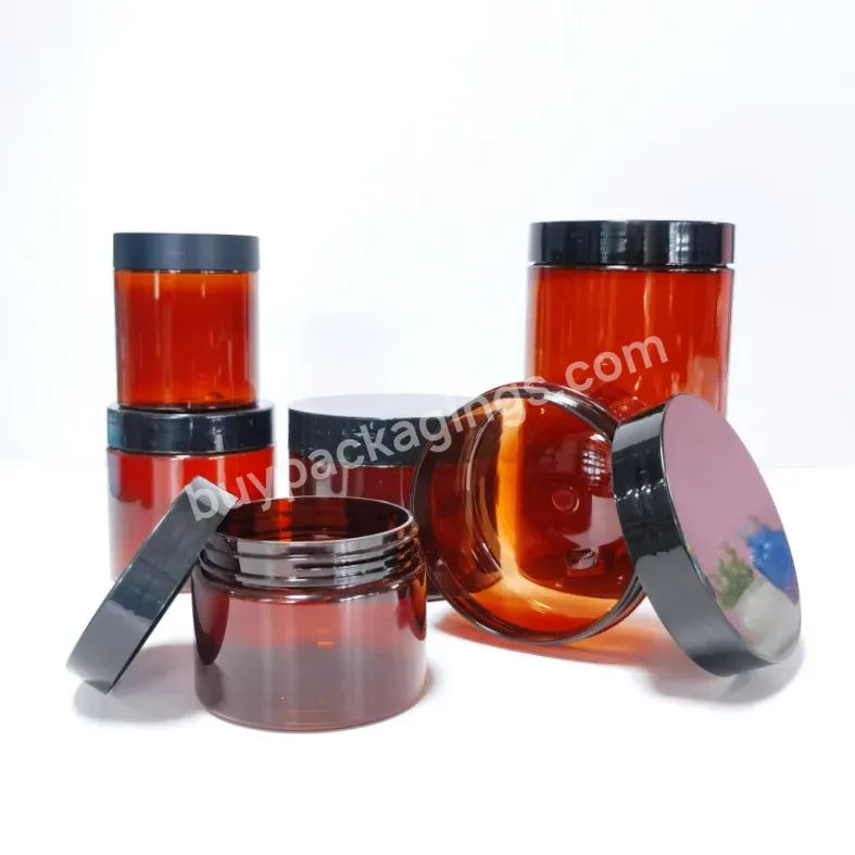 Pet Amber Plastic Jars With Lids Stock Low Moq Custom Color Cosmetic Jar Set Cream Jar