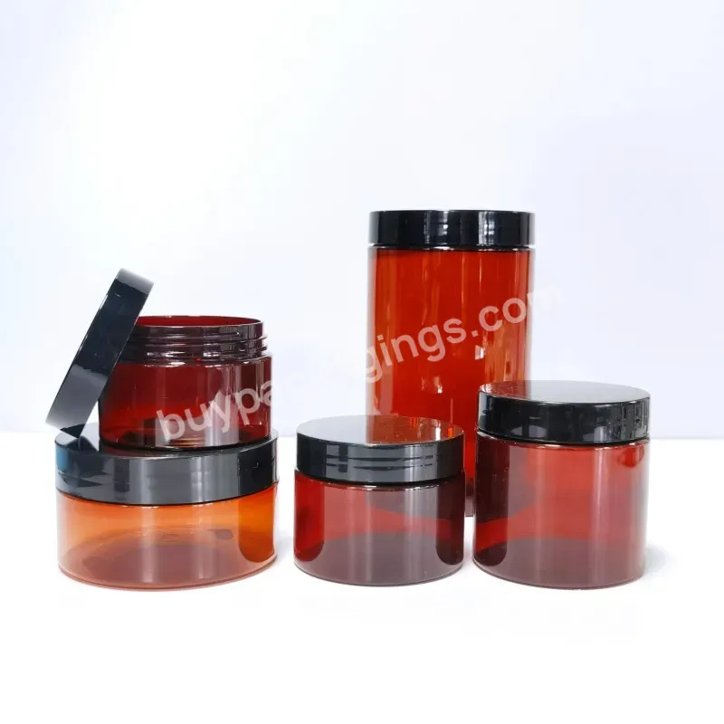 Pet Amber Plastic Jars With Lids Stock Low Moq Custom Color Cosmetic Jar Set Cream Jar