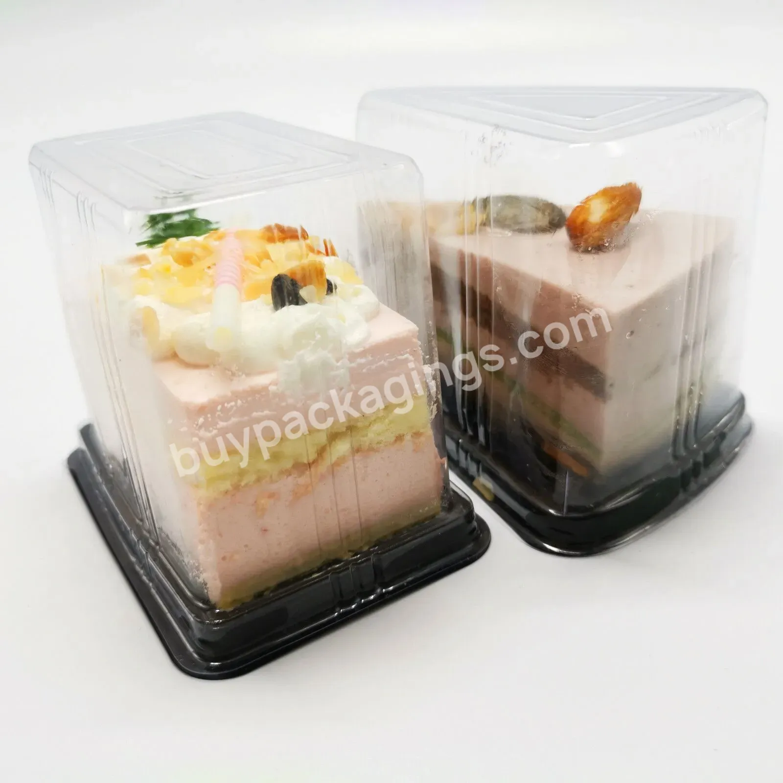 Pet Cake Container Plastic Clear Rectangle Cheese Cake Sweet Box Food Packaging Box