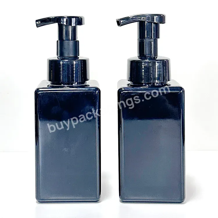 Pet Foaming Bottle 250ml 450ml 650ml Black Cosmetics Bottle Facial Cleanser Shampoo Foaming Square Bottle