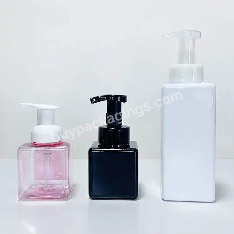 Pet Foaming Bottle 250ml 450ml 650ml Black Cosmetics Bottle Facial Cleanser Shampoo Foaming Square Bottle