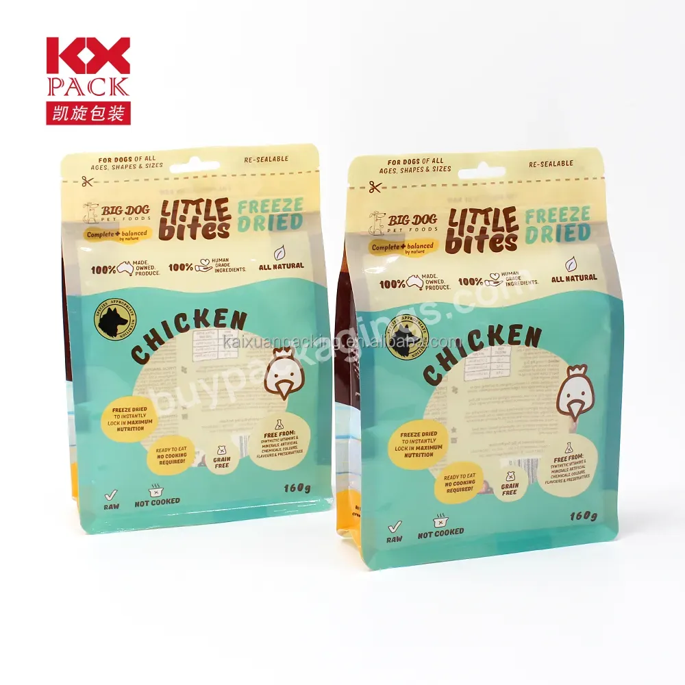 Pet Food Bag Plastic Flat Bottom Stand Up Zipper Bag Pet Dog Cat Food Packaging Bag With Logo