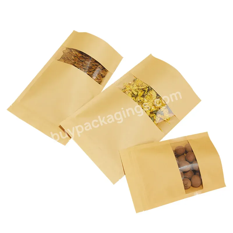 Pet Food Paper Grocery Bag Custom Print Logo Nuts Package Windows Stand Up Ziplock Kraft Paper Bags