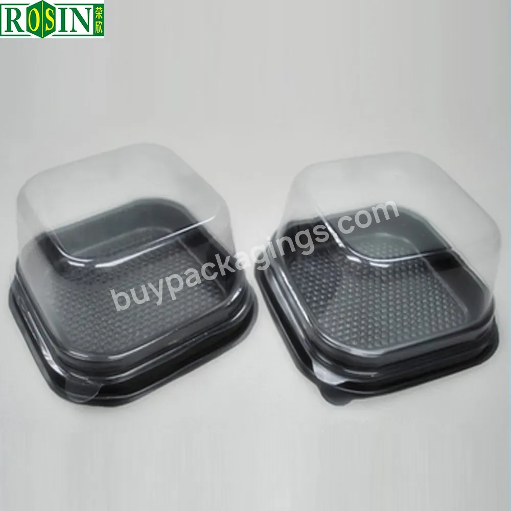 Pet Golden Mini Cupcake Boxes Small Disposable Clear Blister Cake Box With Lid Custom Plastic Food Rosin Rectangle Stamping