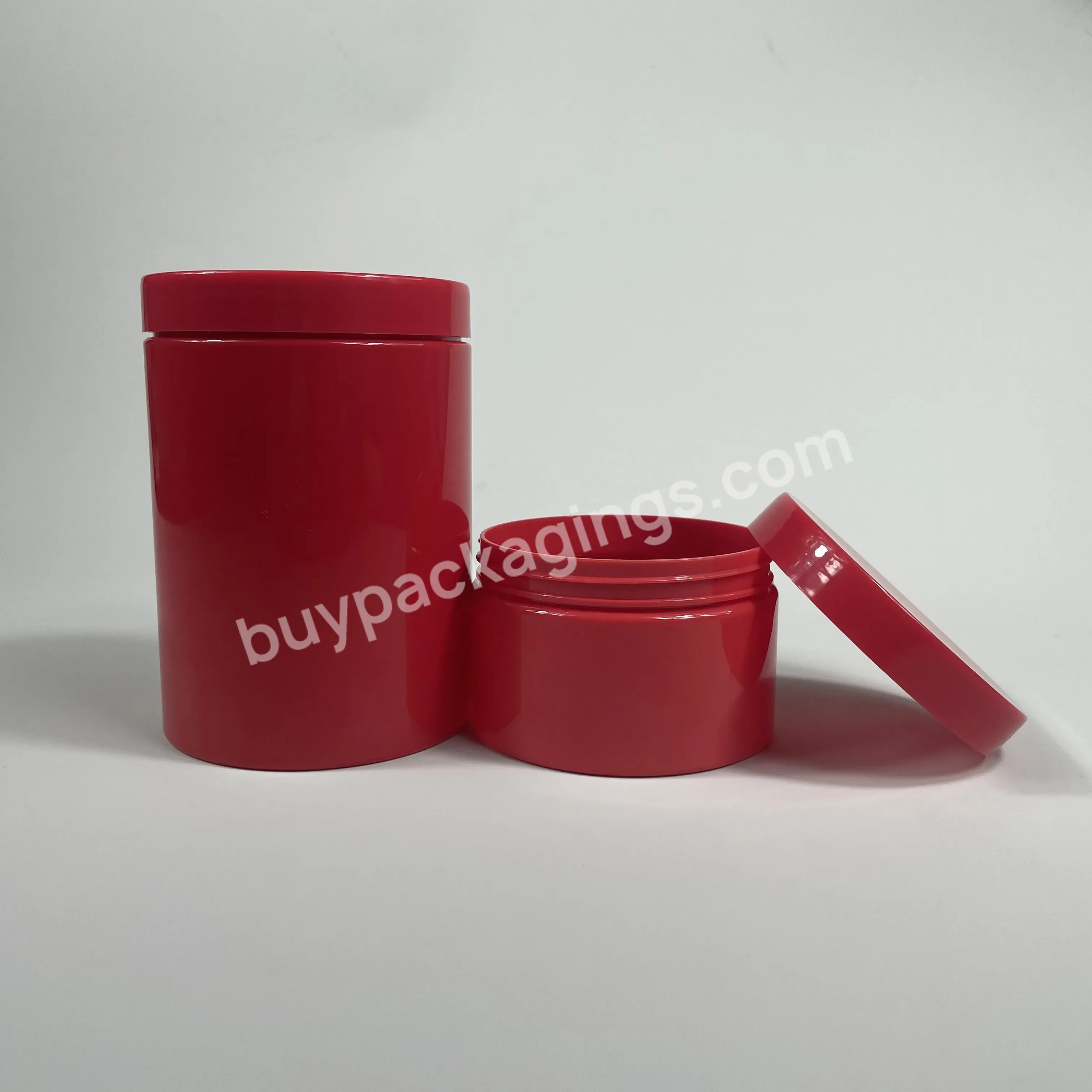 Pet Plastic Jar With Plastic Lid,New 100g 200g 500g Amber Red Color Pet Plastic Jar With Lid For Cosmetic Packaging