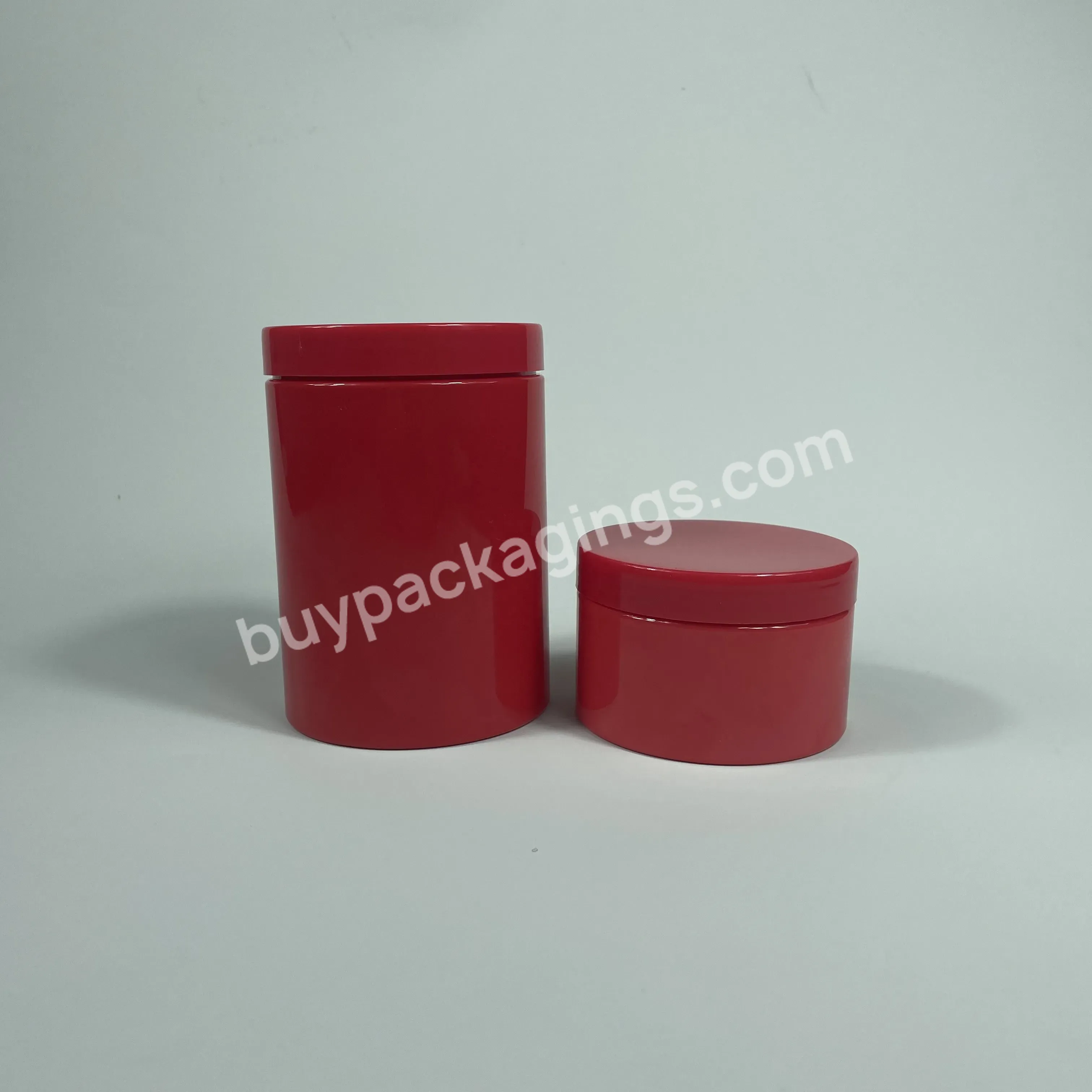 Pet Plastic Jar With Plastic Lid,New 100g 200g 500g Amber Red Color Pet Plastic Jar With Lid For Cosmetic Packaging