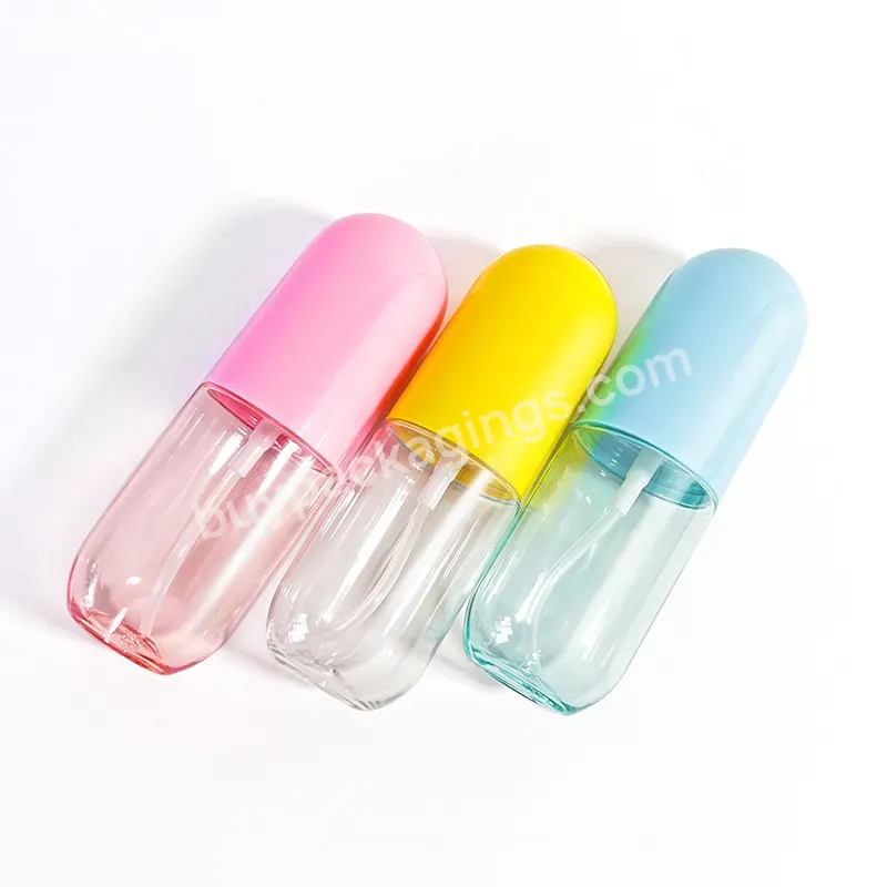 Pet Plastic Macaron Color Lotion Bottle Pill Capsule Shaped Pink Blue Cosmetic Spray Pump Bottles