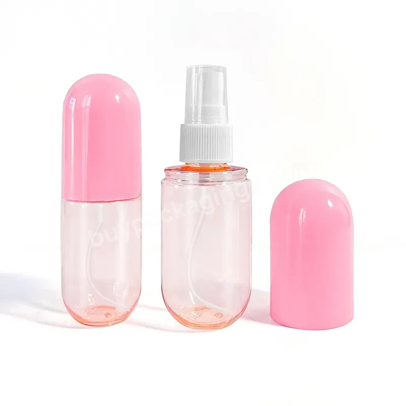 Pet Plastic Macaron Color Lotion Bottle Pill Capsule Shaped Pink Blue Cosmetic Spray Pump Bottles