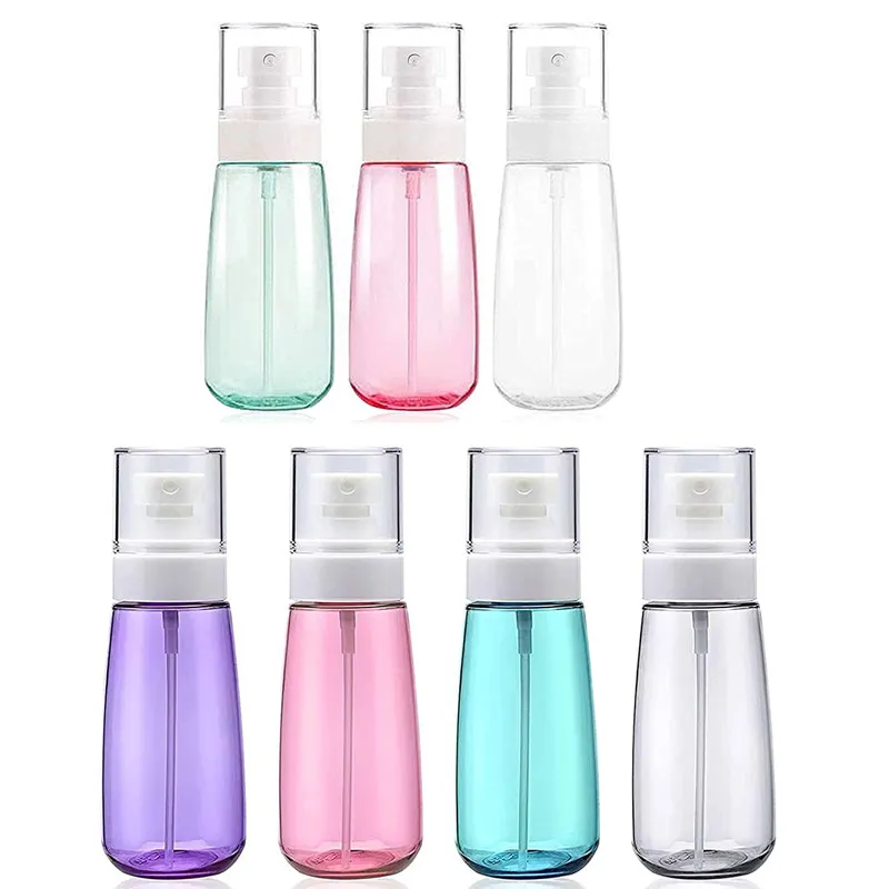 PETG 50ml 80ml 100ml Round Perfume Refillable Cosmetic Containers Plastic Spray Bottle For Skin Care Lotion Cream