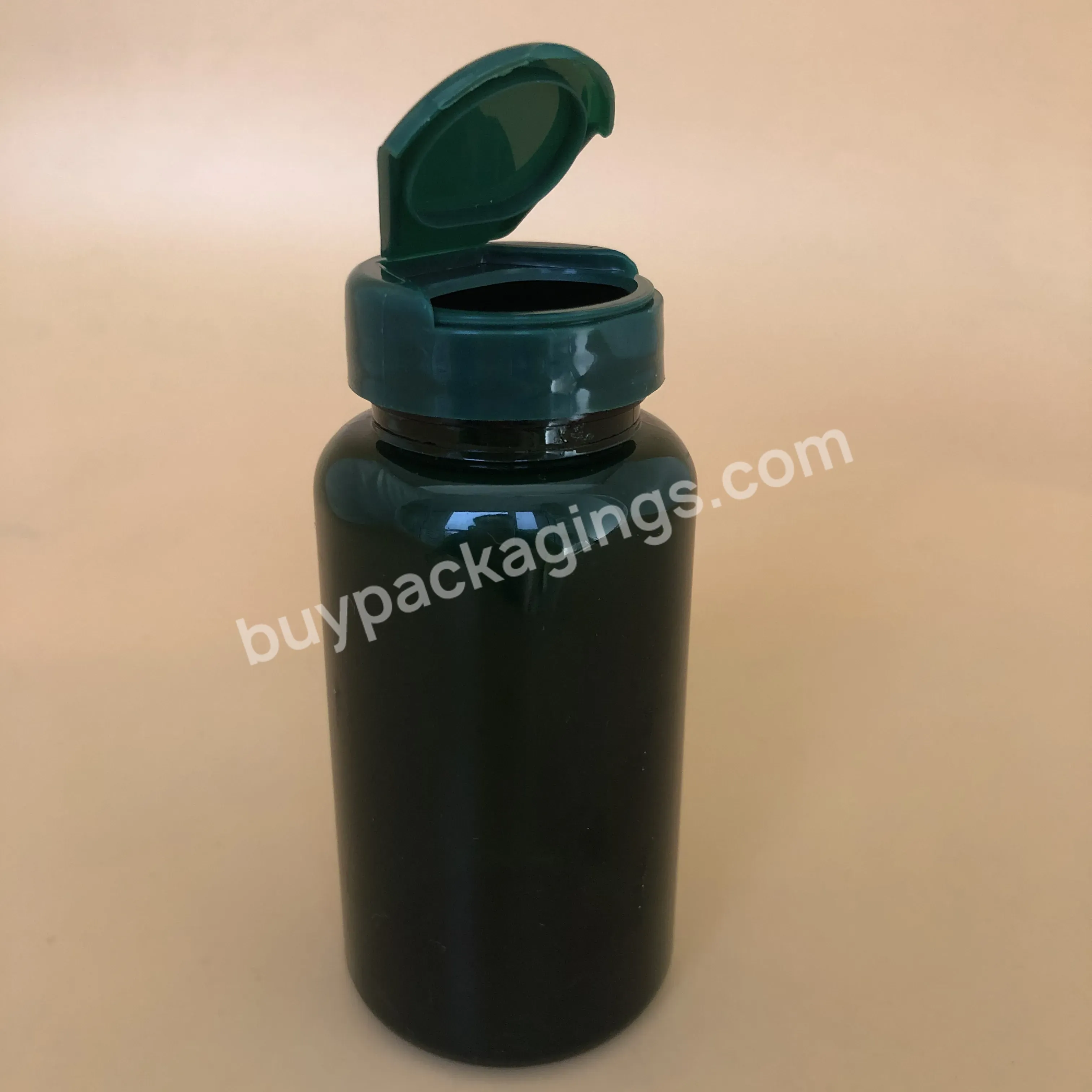 Pharma Package Bottle Pet Green 150cc Flip Top Cap Plastic Pill Bottle