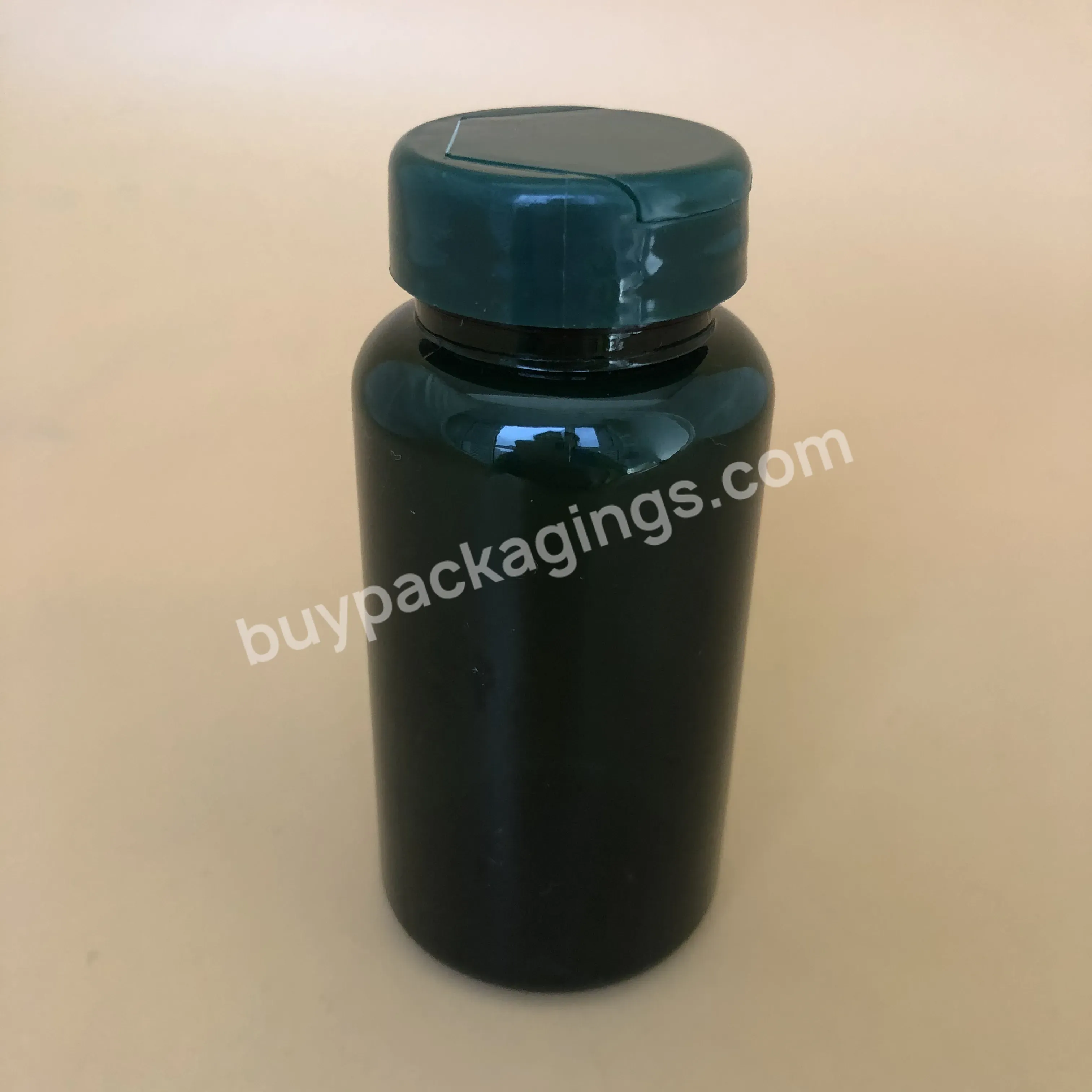 Pharma Package Bottle Pet Green 150cc Flip Top Cap Plastic Pill Bottle