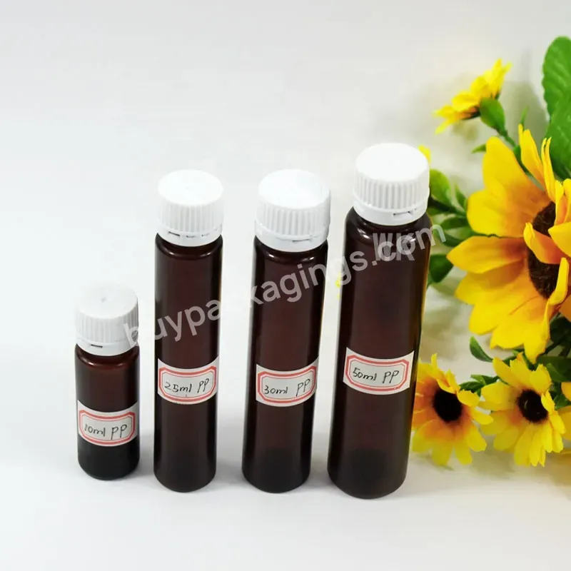 Pharmaceutical Tubular Oral Liquid Bottle With Tamper Proof Lid Pp Amber Liquid Vial Bottle 10ml 25ml 30ml 50ml For Oral Liquid