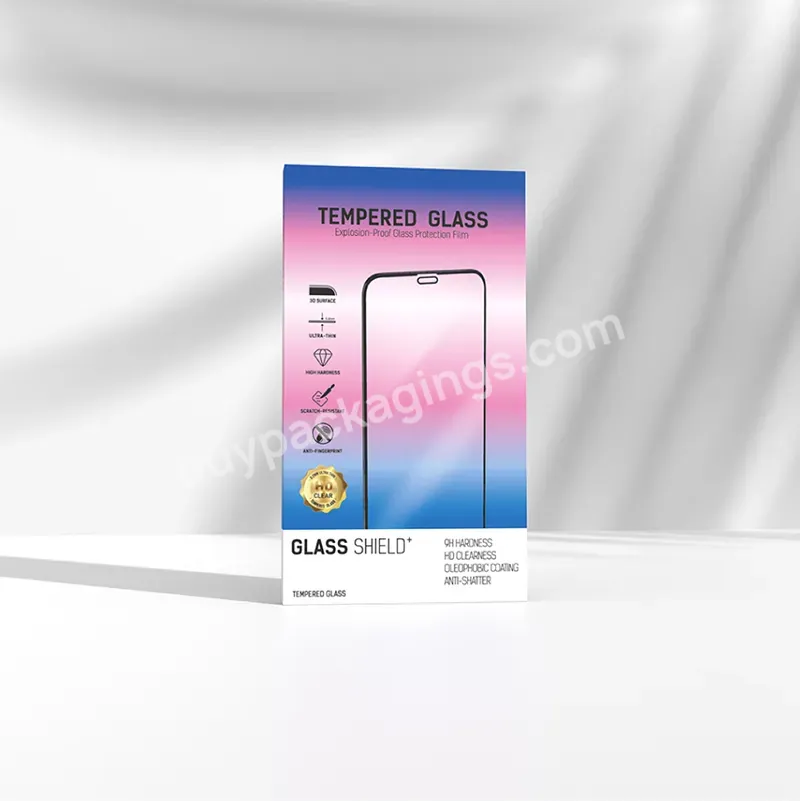 Phone Glass Film Box Packaging Accept Custom Design Tempered Glass Screen Protector Paper Packaging