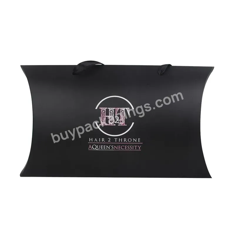 Pillow Box Elegant Customized Weave Wig Hair Pillow Box With Ribbon Handles For Hair Extension Packaging