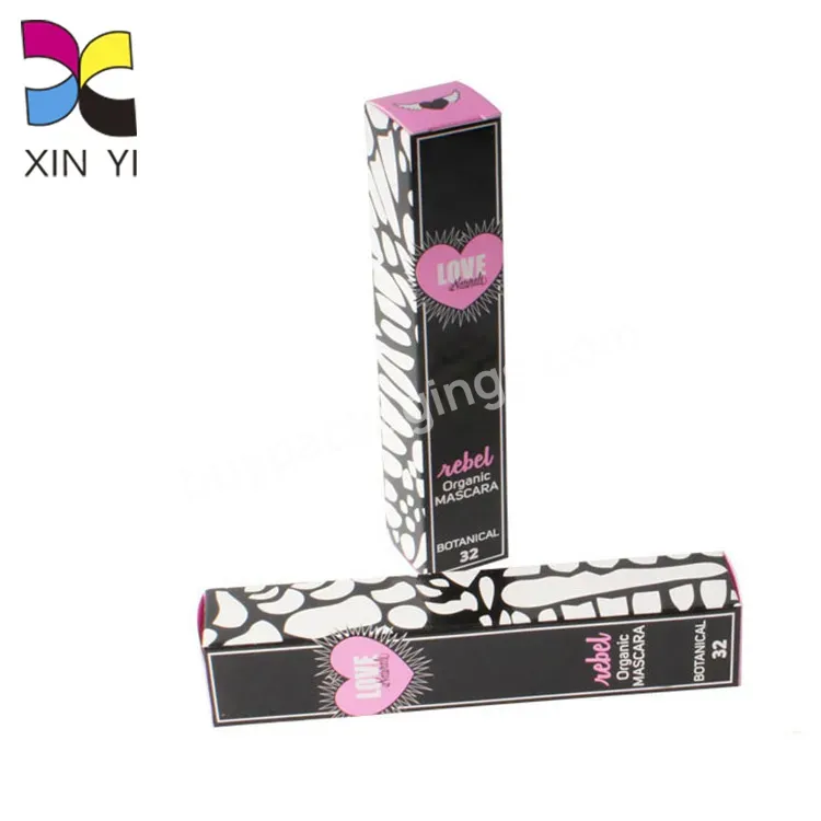 Pink And Black Color Printed Custom Eyelash Box For Folding Packaging