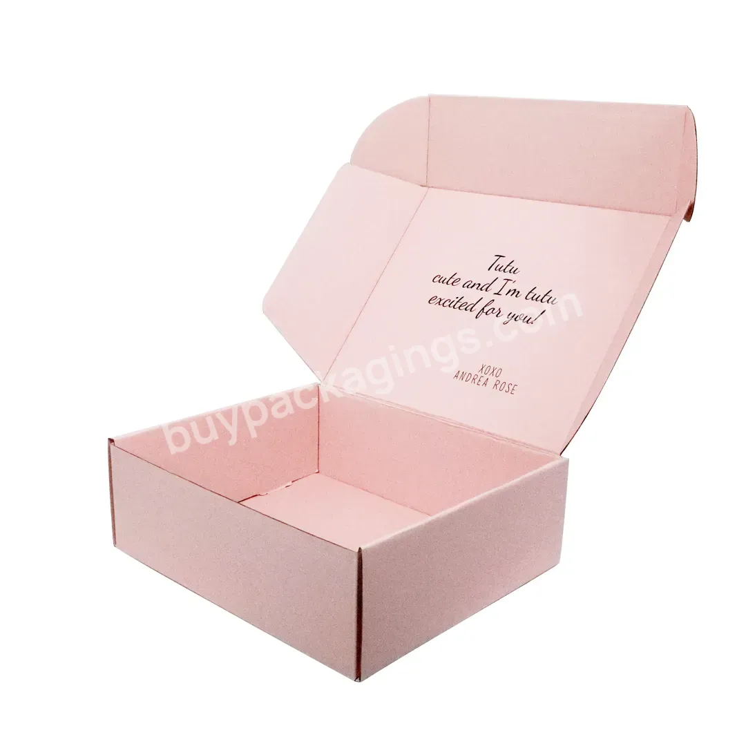 Pink Colored Eco-friendly Corrugated Customized Logo Printing Shipping Mailer Boxes