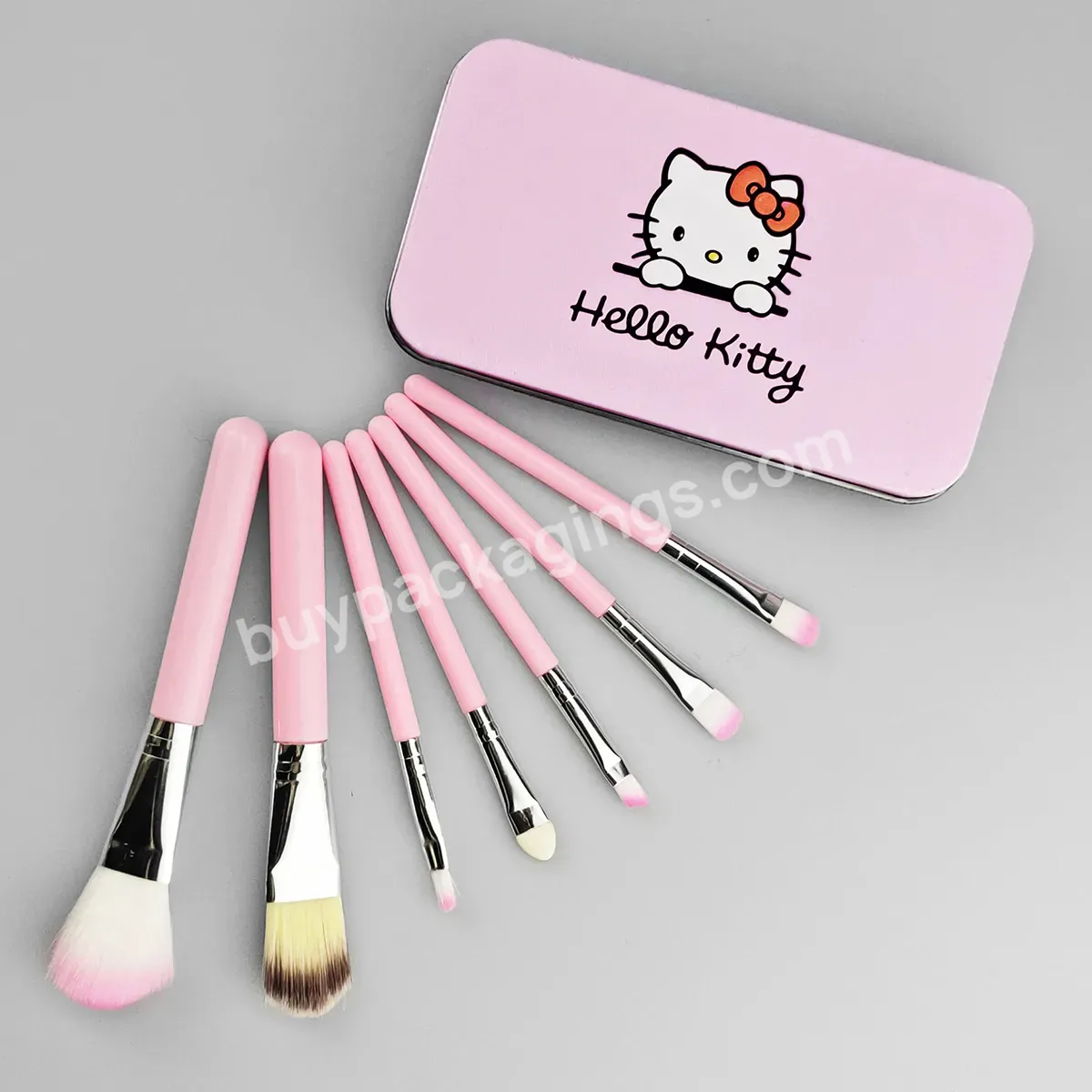 Pink Cosmetic Brush 7pcs Custom Logo Glitter Tool Vegan Makeup Brush Set Make Up Brushes Maquillaje