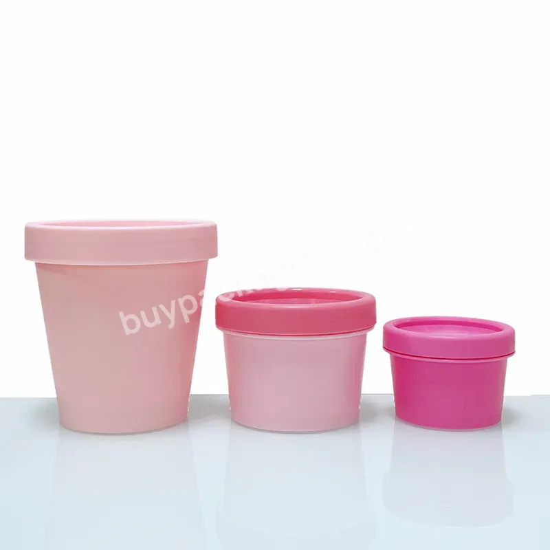 Pink Cosmetic Pot Jars Wide Mouth Plastic Scrub Jar 100ml 200ml Empty Plastic Cosmetic Jars With Dome Lids - Buy 200ml Plastic Jar,Body Butter Jars,Pink Plastic Jar/pink Plastic Container.