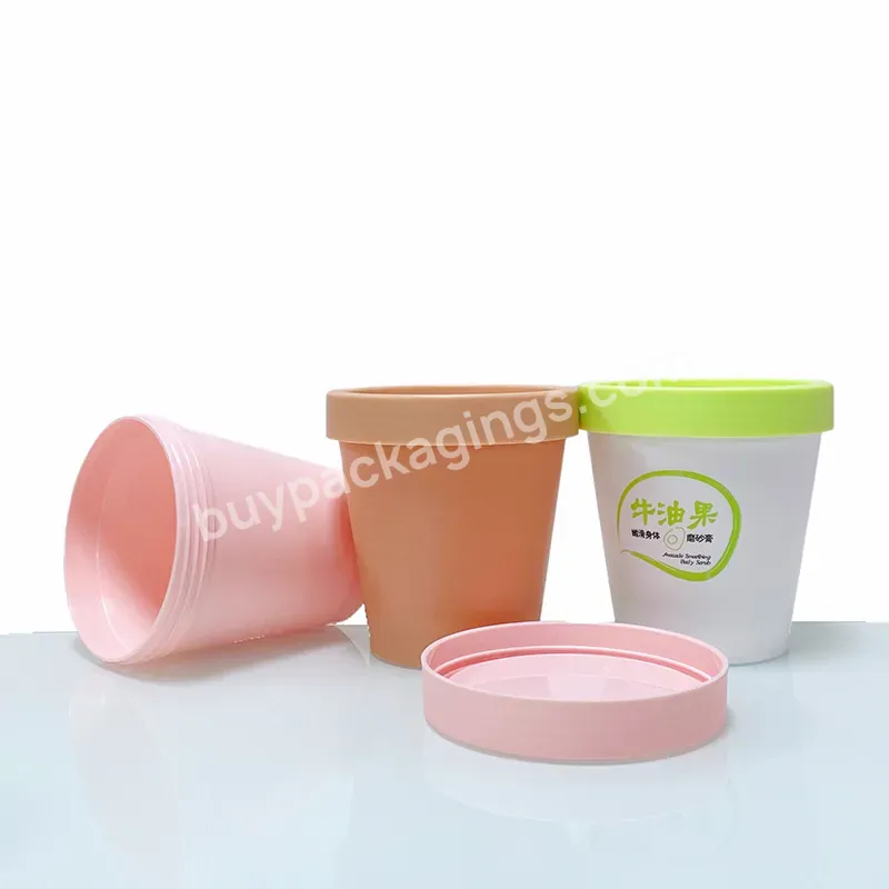 Pink Cosmetic Pot Jars Wide Mouth Plastic Scrub Jar 100ml 200ml Empty Plastic Cosmetic Jars With Dome Lids