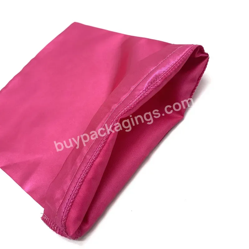 Pink Custom Logo Cute Drawstring Womens Makeup Pouch Gift Satin Cosmetic Packaging Bag