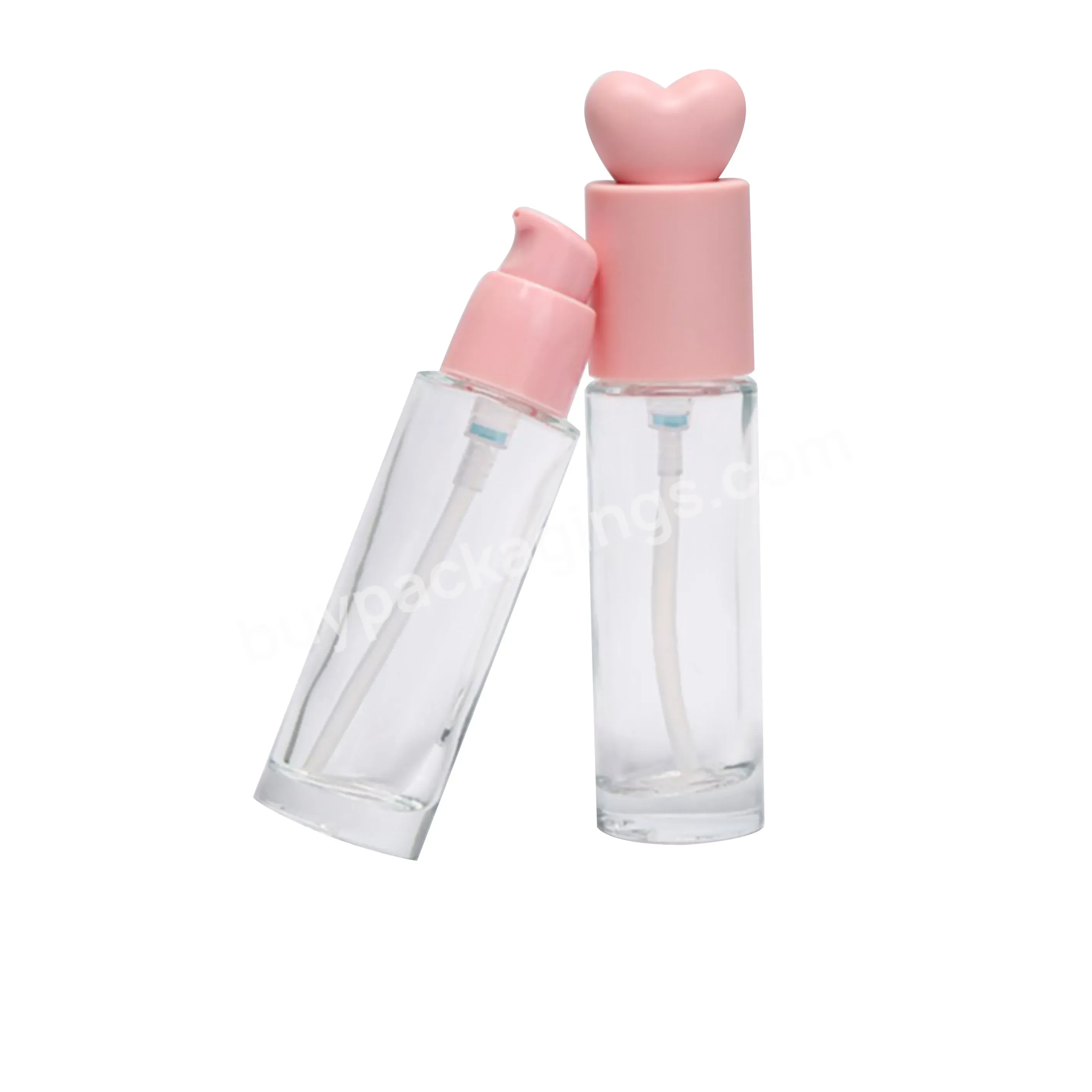 Pink Cute Lotion Bottle Round Empty Glass Sunscreen Bb Cream Bottle Cosmetic Bottle 30ml