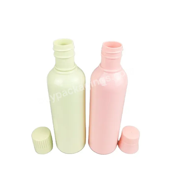 Pink Cylinder Cosmetic Pet Bottle With Big Cover For Mouthwash Liquid