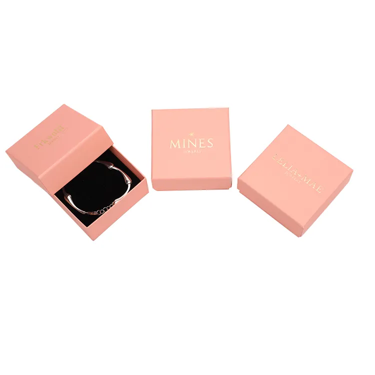Pink Fashion Luxury Custom Logo Jewelry Packaging Box Wholesale Sliding Ring Earring Bracelet Jewellery Paper Packaging Boxes