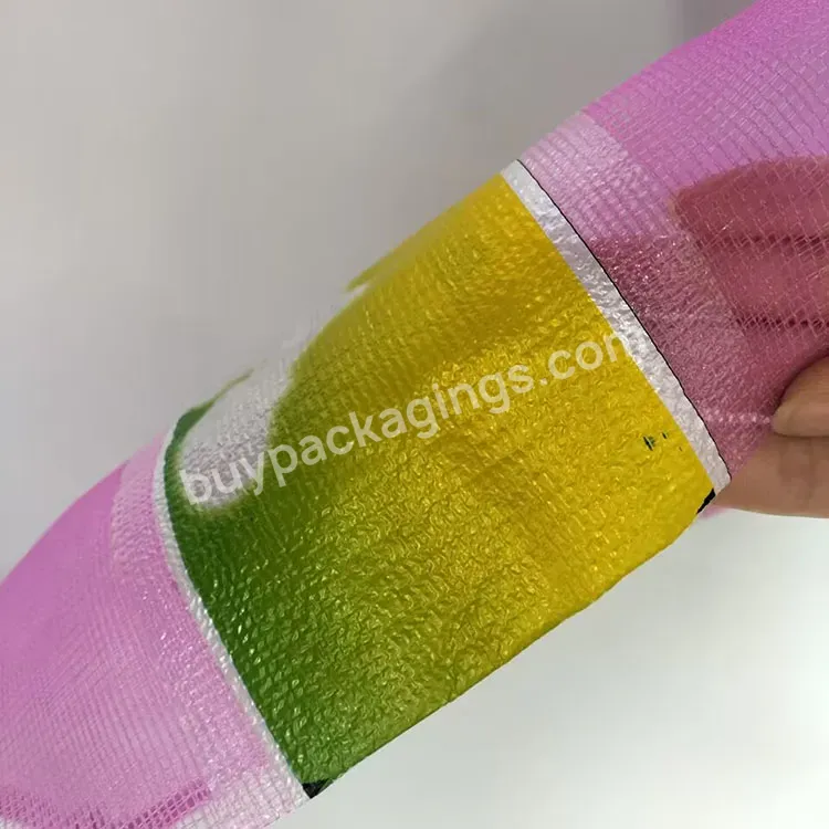 Pink Garlic Net Mesh Bag With Logo/pe Monofilament Woven Bags For Onion