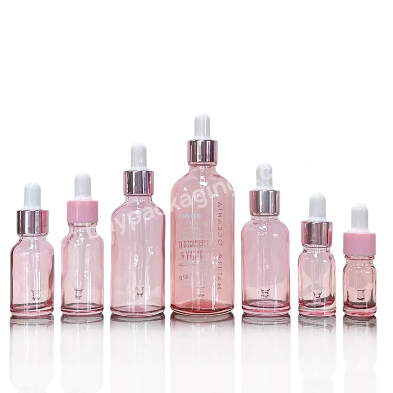 Pink Glass Bottle Essential Oil Dropper Bottle 30ml Customized Dropper Bottles For Serum Packaging