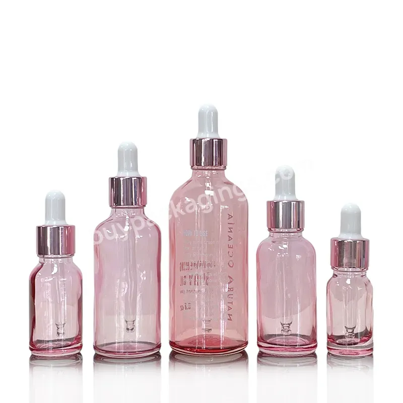 Pink Glass Bottle Essential Oil Dropper Bottle 30ml Customized Dropper Bottles For Serum Packaging