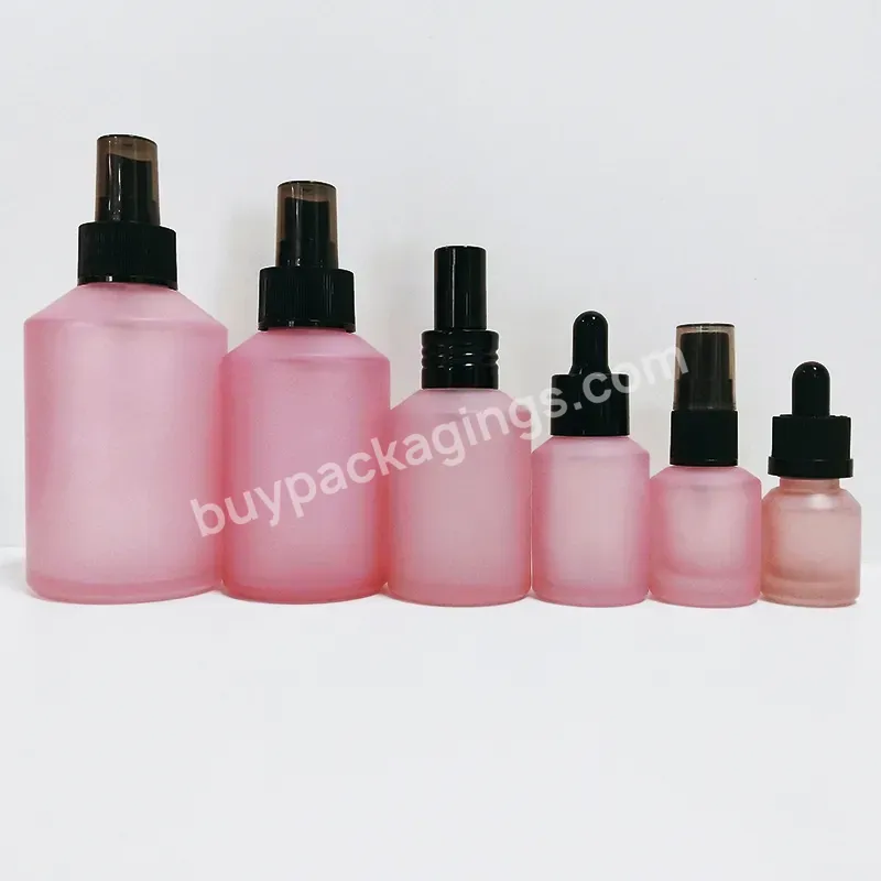 Pink Green Glass Cosmetics Bottle And Skin Care Cream Empty Pump Or Lotion Toner Cosmetic Glass Bottle