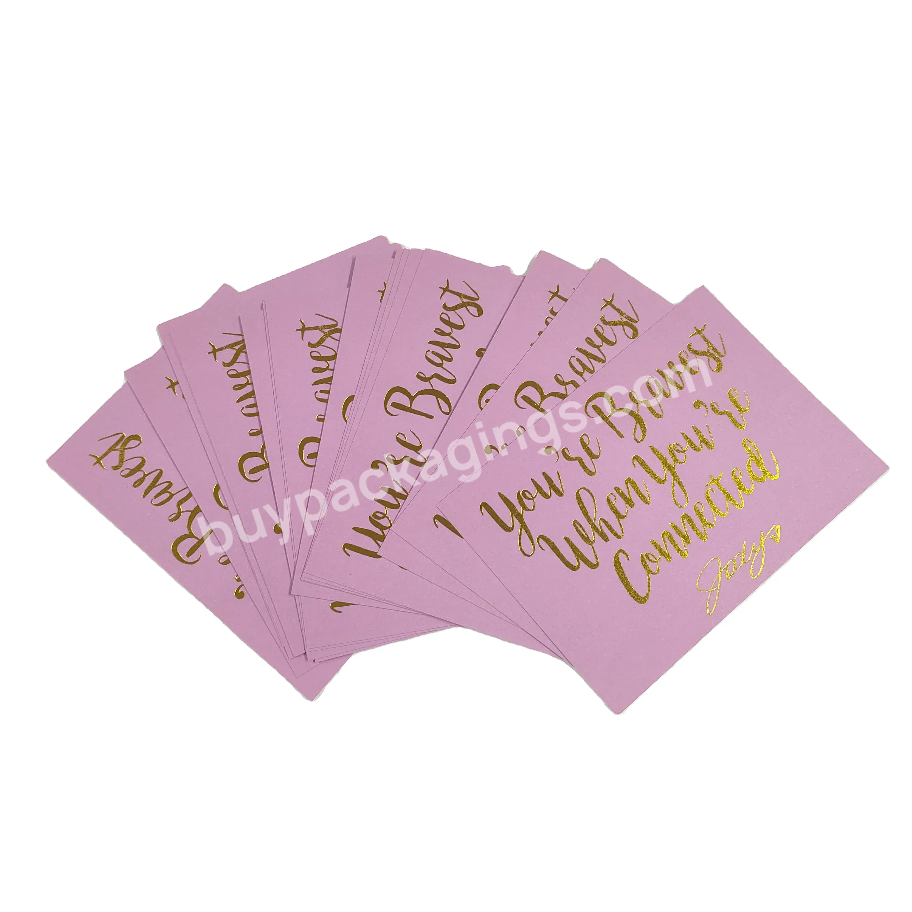 Pink High Quality Paper Cards Custom Hot Stamping Text For Postcard