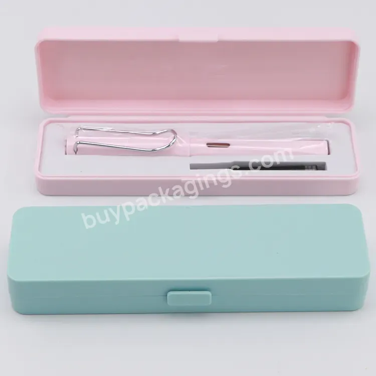 Pink Premium Stationery Boxes School Office Metal 2 Slot Pen Gift Case Exquisite Plastic Pen Packing Box