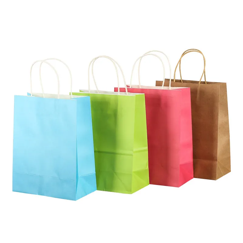 Pink Rope Your Own Gift Carry Custom Flat Manufacturers Twisted Handle Kraft Paper Bag Shopping With Logo