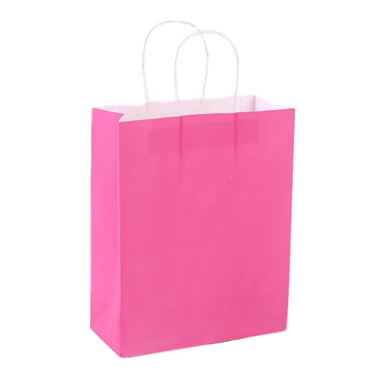Pink Rope Your Own Gift Carry Custom Flat Manufacturers Twisted Handle Kraft Paper Bag Shopping With Logo