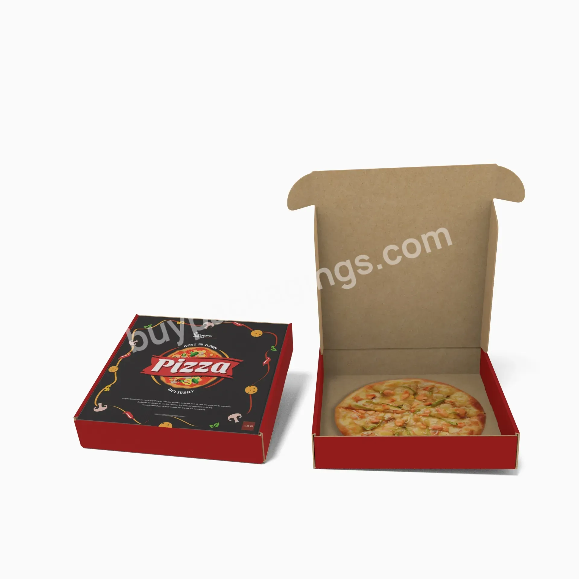Plain 10 12 14 16 Inch Custom Logo Takeaway Single Slice Pizza Paper Box 9 Inch For Pizza With Handle
