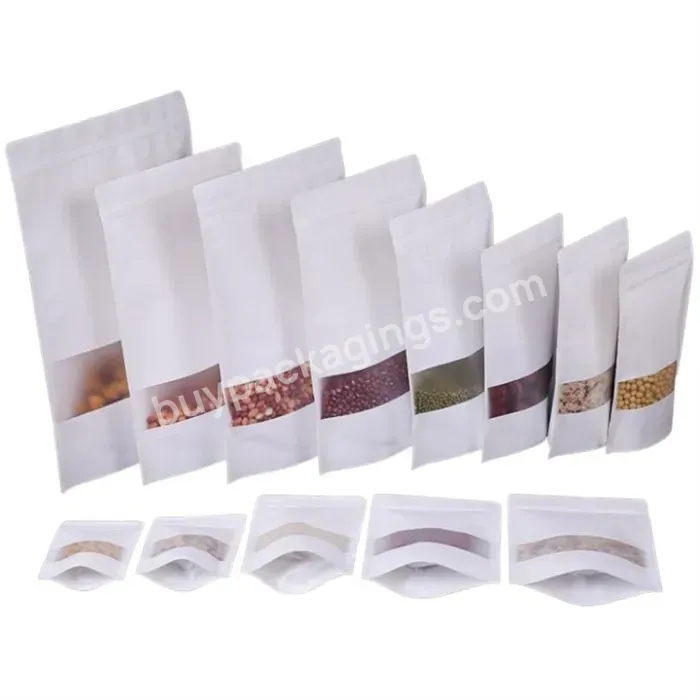 Plain Packaging In Stock Self Standing Bag For Food Storage Coffee Zipper Laminated Kraft Paper Bags