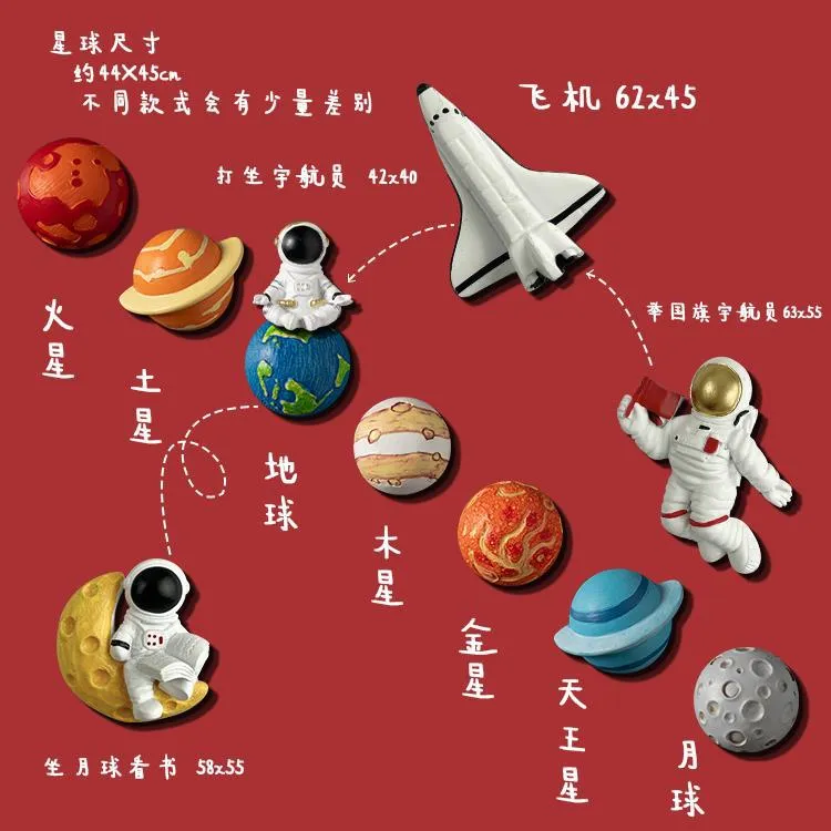 Planet astronauts 3d stereo fridge magnets personalized creative Uk Korea decoration space fridge magnets