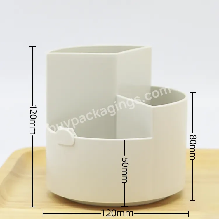 Plastic 360 Degree Rotating Desktop Square Plastic Pen Holder 3 Slot Learning Tools Storage Desk Organizer Round Pencil Holder