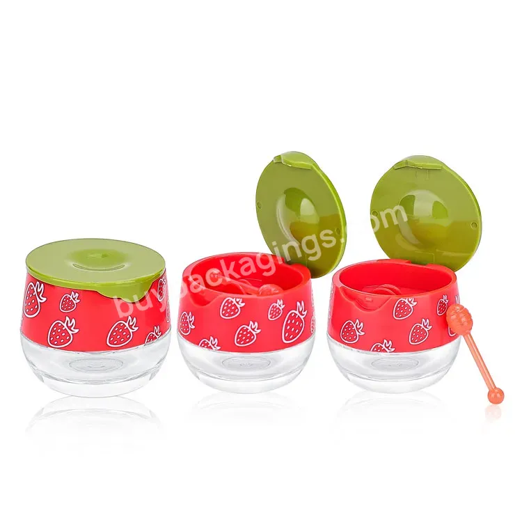 Plastic Acrylic Jar 6ml Empty Cute Pink Strawberry Lip Balm Jar Mini Lip Mask Lip Care Container With Applicator