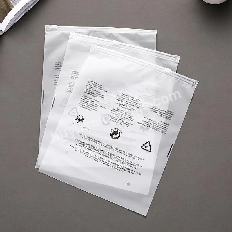 Plastic Bag Custom Logo Clear Transparent Frosted PVC Zipper Poly Bag For Clothing Packaging With suffocation warning